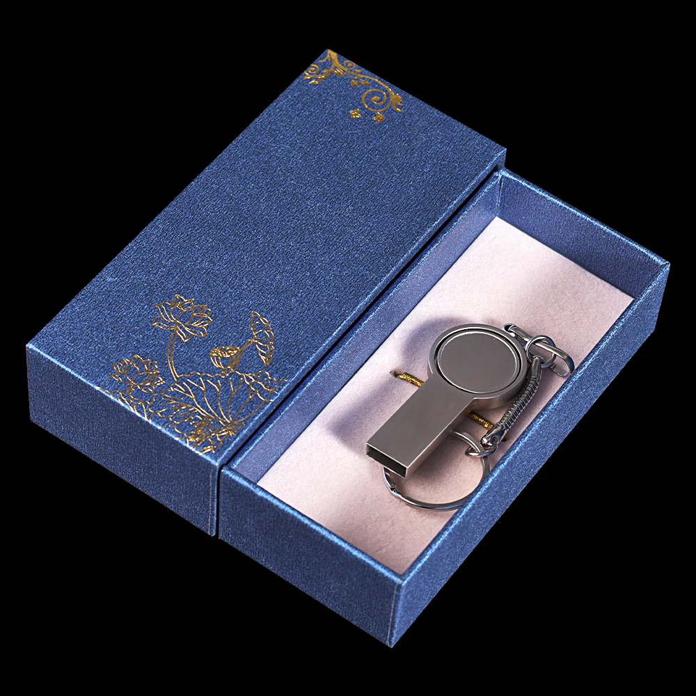 

Free Custom Logo Silver Metal USB Flash Drive 4GB 8GB Memory Stick 64GB Creative Rotatable Pendrive 32GB Free Key Chain U Disk