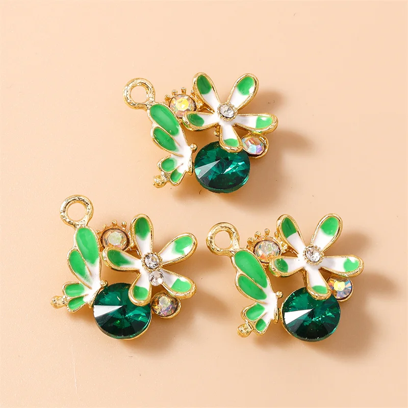 Leslie 10 Stück Wunderschöne Kristall-Schmetterlings-Blumen-Anhänger für DIY-Ohrringe, Halsketten, Schmuckherstellung, handgefertigte Accessoires – Detail 7