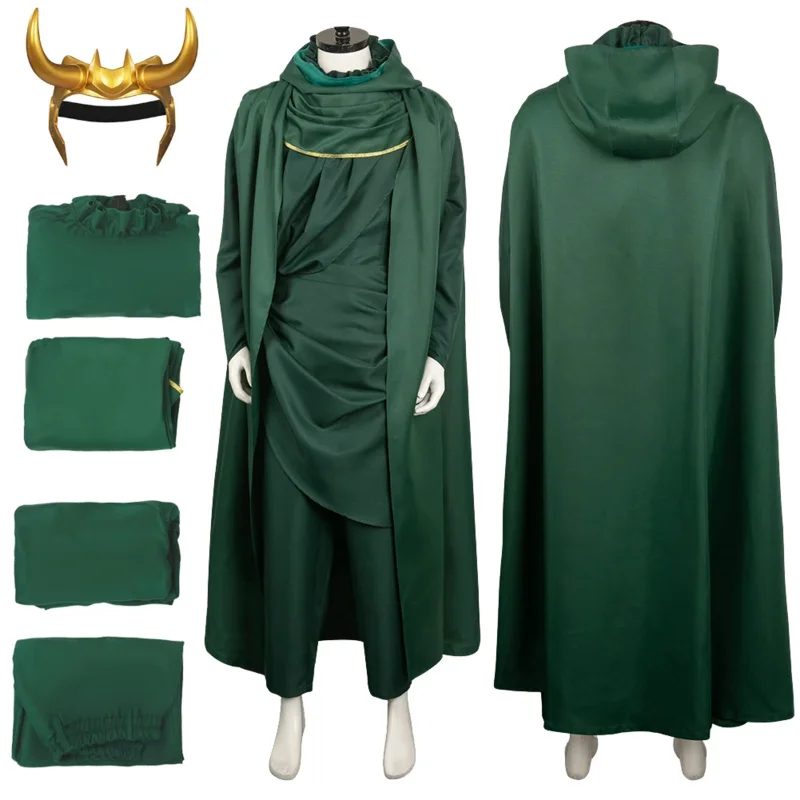 

2025 New Loki Cosplay 2 Fantasy Green Cloak Suits 2023 TV Super Villain Disguise Costume Accessories Adult Men Roleplay Fan ★ ★