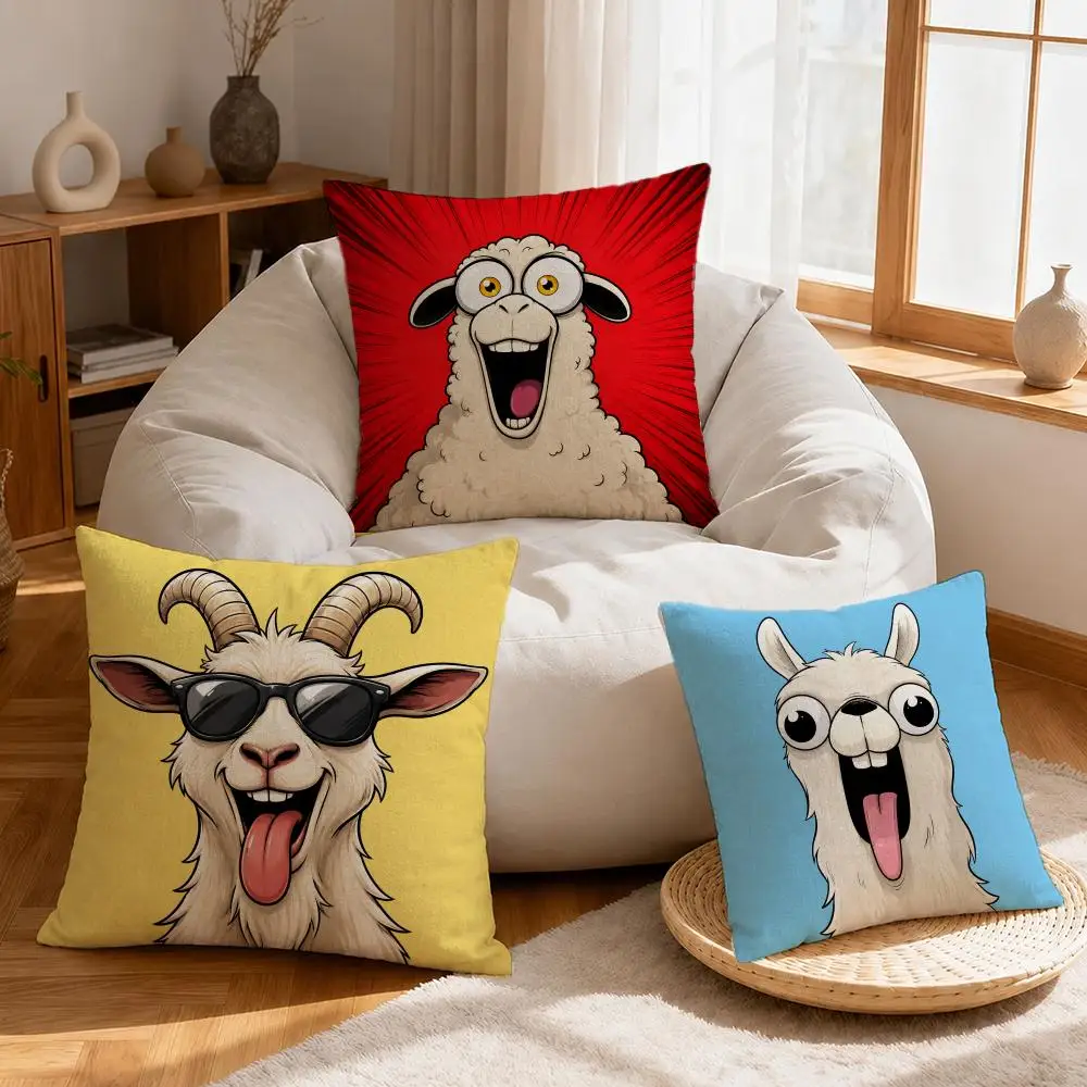 Art Animals Are Screaming Cushion Cover Linen Anti-Mite Antibacterial Cushion Cover Invisible Zipper Sofa Decor