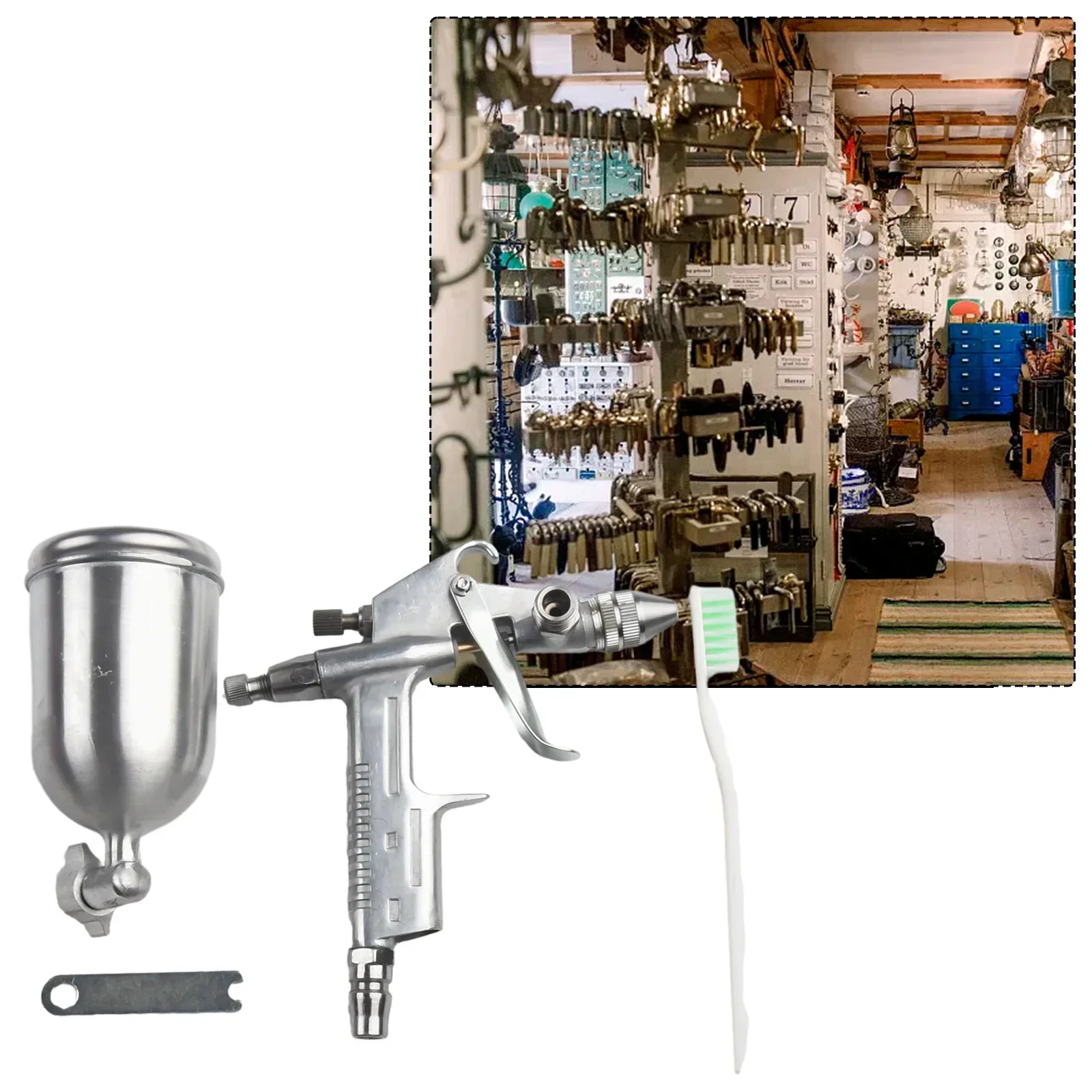 Pistola de Pulverização k3 0.5 mm Bico 125ml Mini Máquina Pneumática para Reparo de Pintura de Carro com Escova Pote de Pintura Alumínio