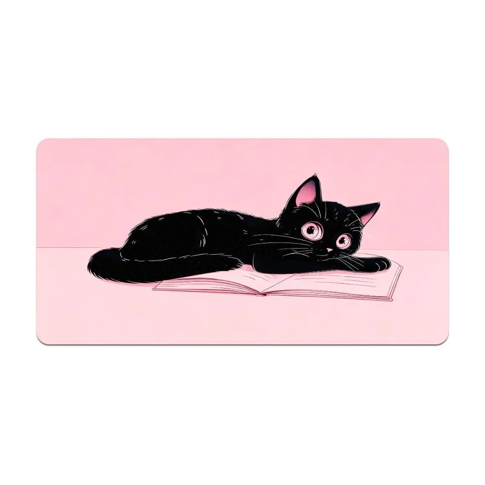 New Extra Large Black Cat Mouse Pad Rubber Non Slip Computer Desk Mat Cartoon Rectangle Desk Pad Protector for Workspaces