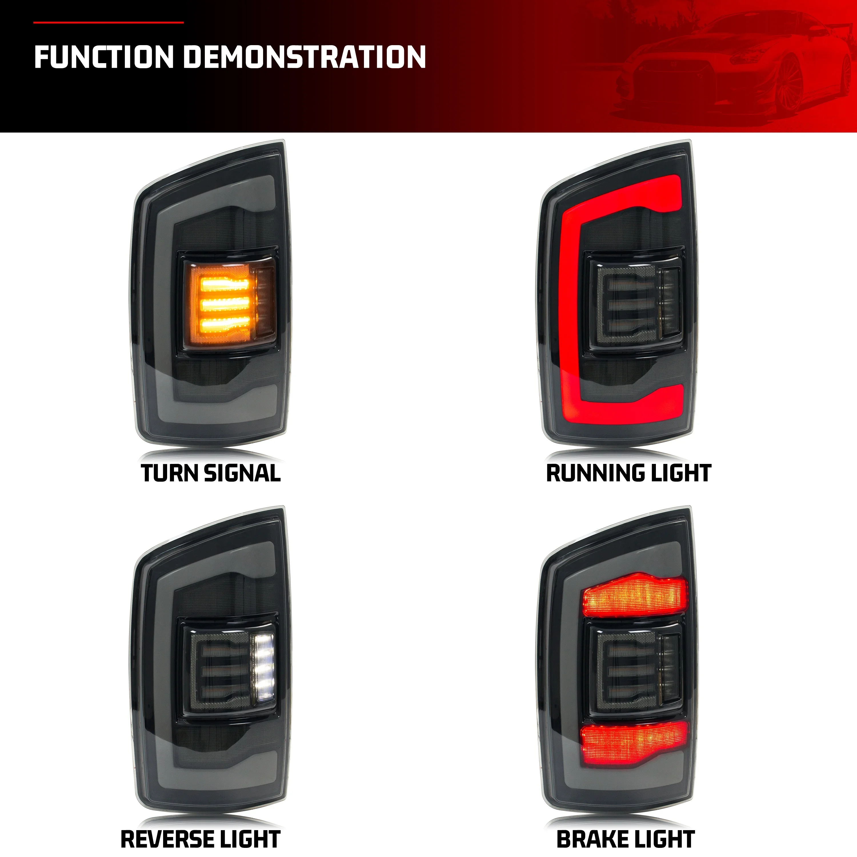 Auto Part LED Lamp Tail Light for  2002 2008 3rd Gen  1500 2500 3500 Dynamic Turn Signal Brake Reverse DRL