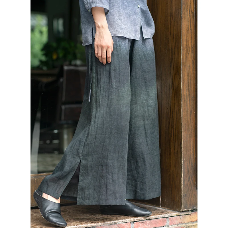

Faionable Wide Leg Pants Skirt C622 Mountain tening to Rain Summer New Sle Silk Artistic adient Commute Wind
