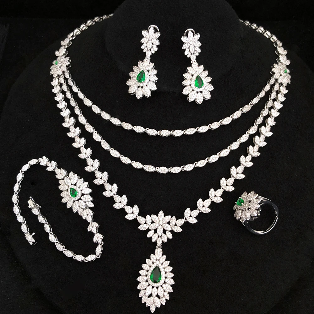 

Missvikki Luxury African Angel tear 4PCS Jewelry Set For Women Wedding Party Naija Bride Necklace Dubai Bridal Dress Jewelry Set