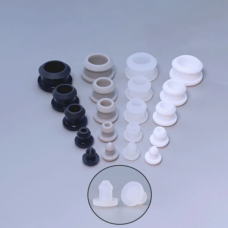 10Pcs 2.5mm to 30mm Silicone Rubber Snap-on Hole Plug Blanking End Caps Seal Stopper Black/Gray/Clear/White Optional