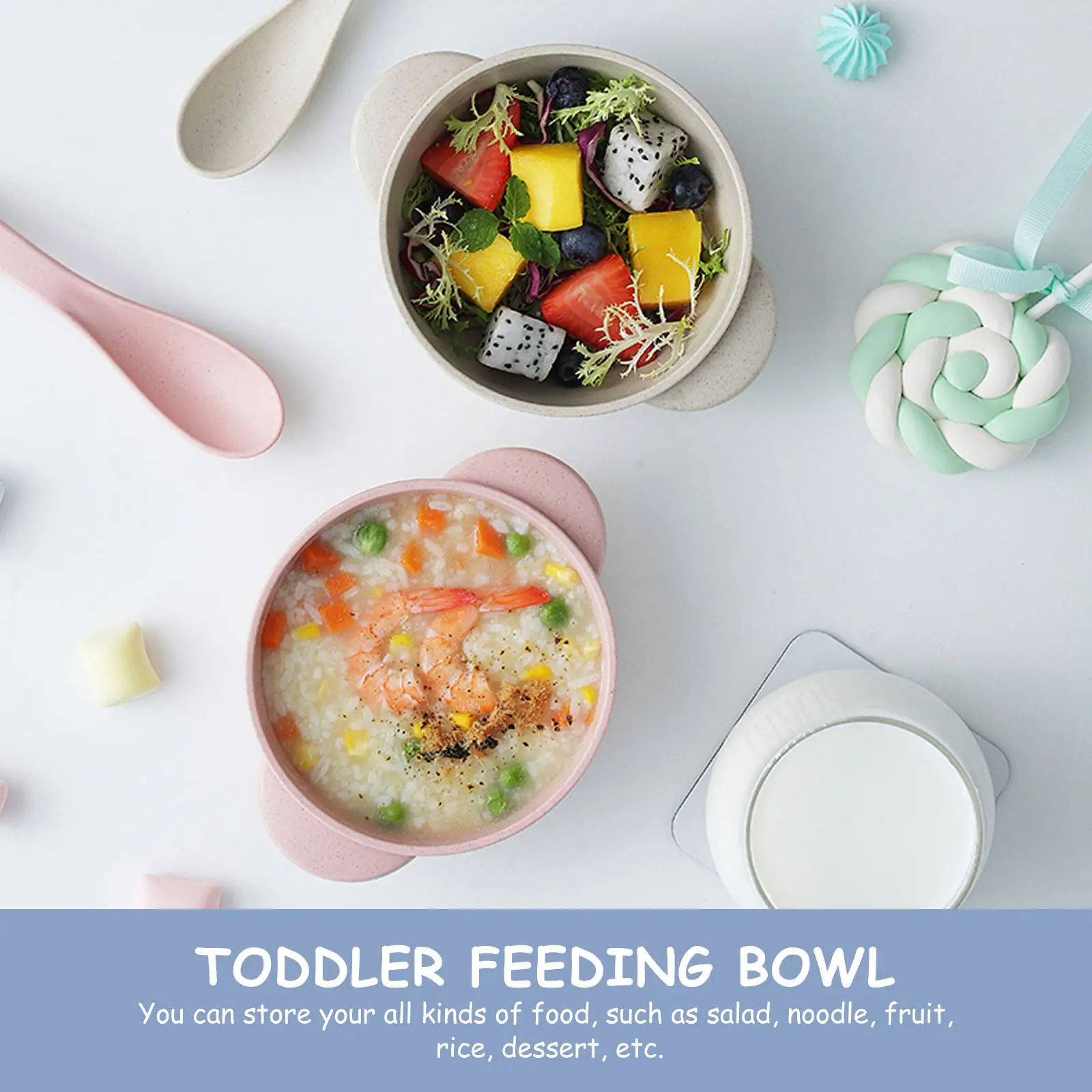 

4 set Children Feeding Bowl Resistant Toddler Tableware Lightweight Baby Bowl With Spoon For Home Restaurant Hotel Use