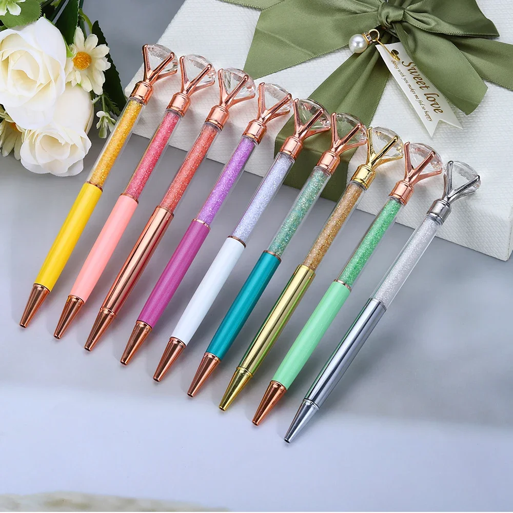 

Large Diamond Crystal Pen Ballpoint Pen Student Stationery Office Business Gifts 1.0mm Metal Nib Rhinestone Pen Ball Point Pen