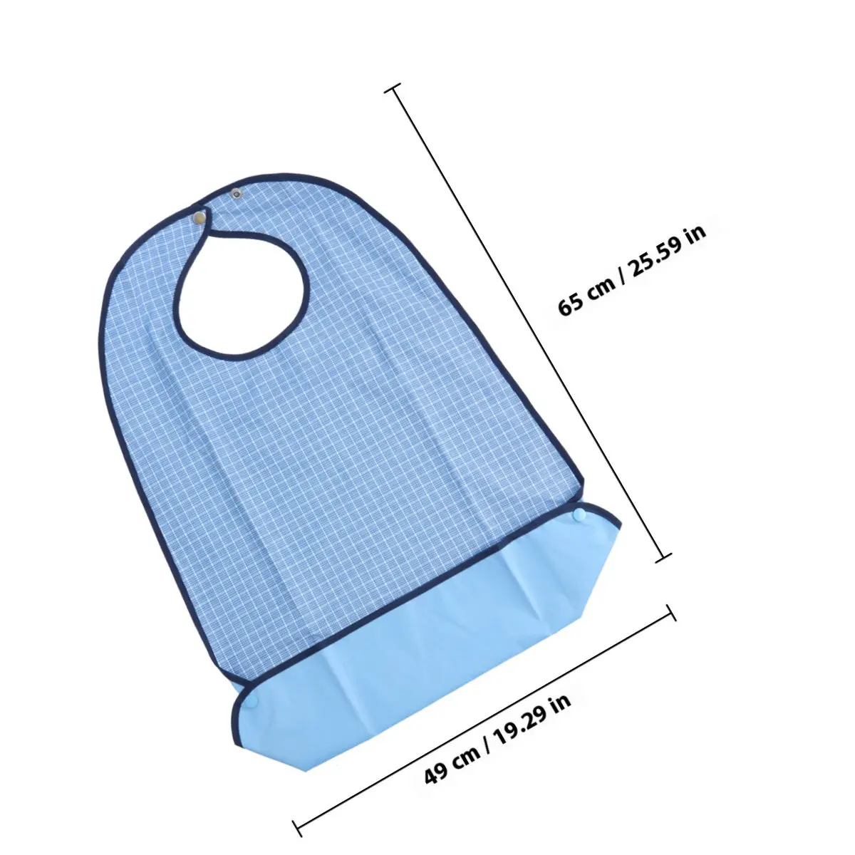 Plaid Double Layer Adult Waterproof Bib Mealtime Clothing Protector Foldable Crumb Catcher for Bedridden Convalescent Care
