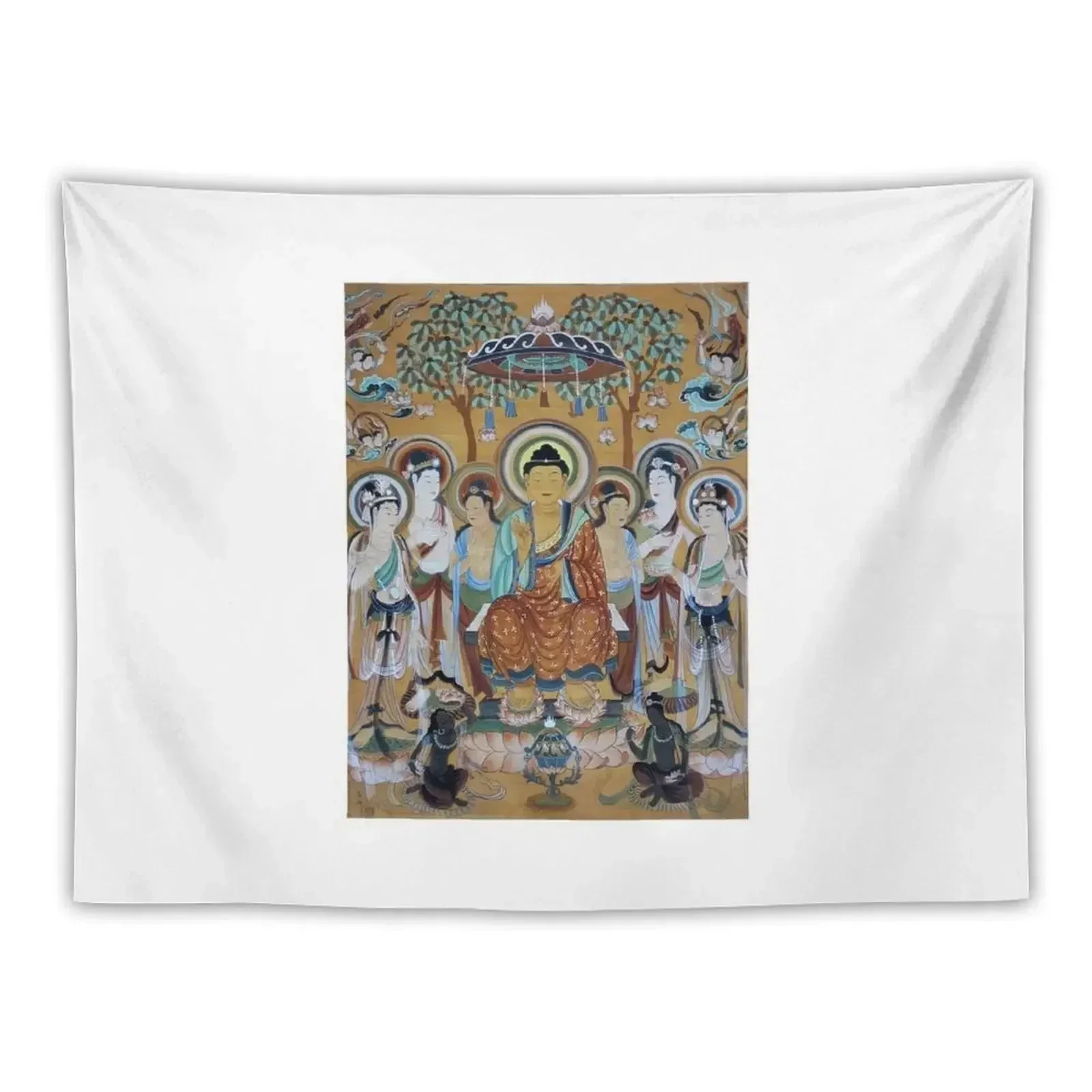 

Buddha and Bodhisattvas Dunhuang Mogao Caves Art Tapestry Wallpapers Home Decor Room Aesthetic Decor Tapestry