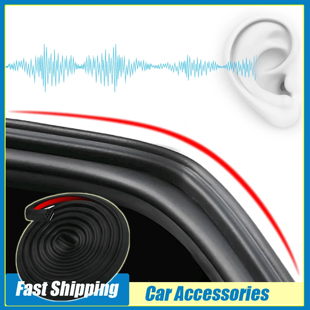 

1x резиновая звукоизоляционная уплотнительная лента для края двери автомобиля, 3-слойная шумоизоляция, защитный герметик для автомобиля, 5 м, звукоизоляционная ветровая полоса