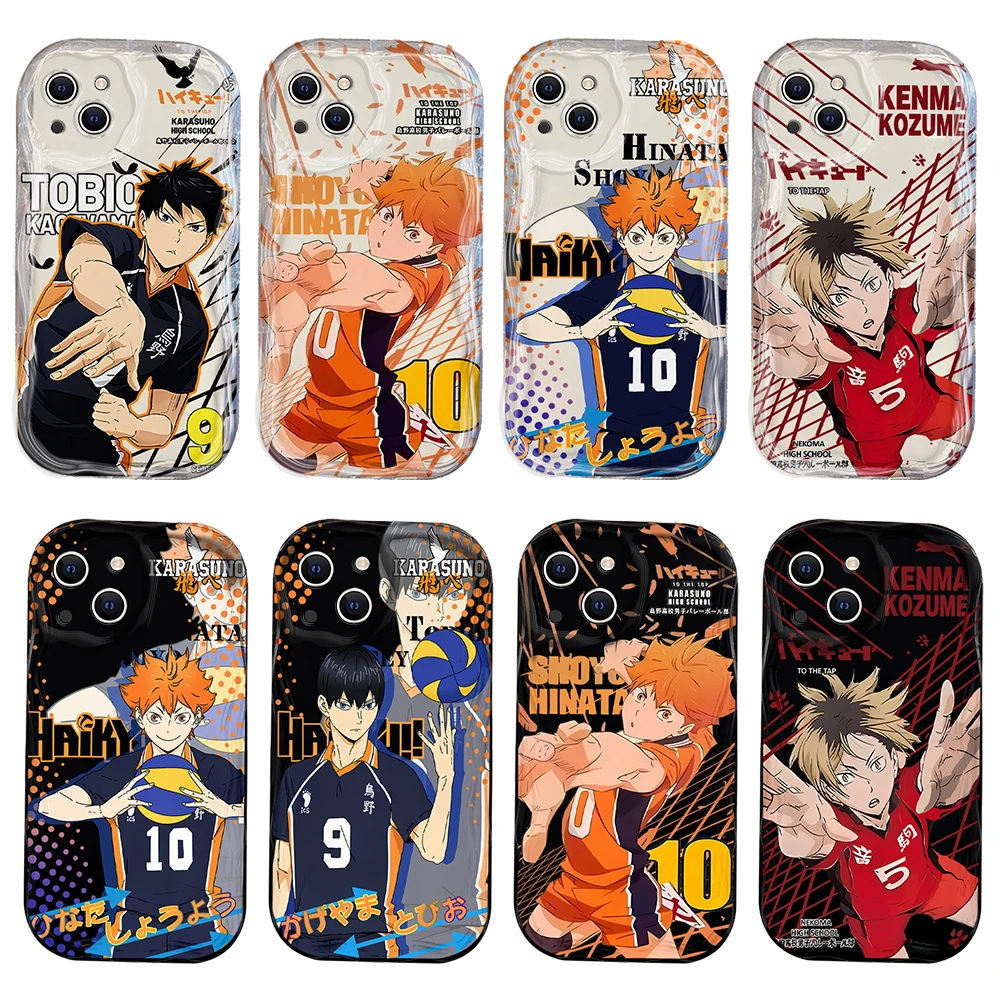 Anime Shoyo Hinata Haikyuu 3D Wave Case For Xiaomi Redmi 13C 12 12C 10 9C A1 A2 A3 K50 K40 Note 13 12 11 10 Pro Plus 4G 5G Cover