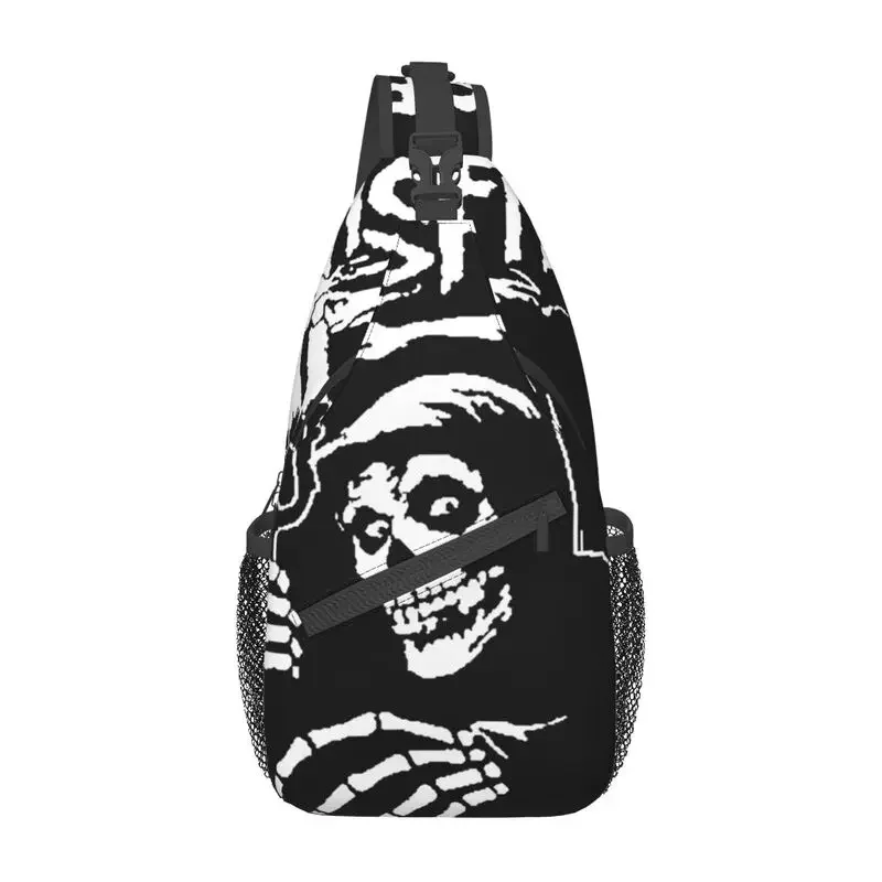 Misfits Skull Sling Crossbody Chest Bag Men Fashion Horror Punk Rock Music Shoulder Backpack for Travel Cycling