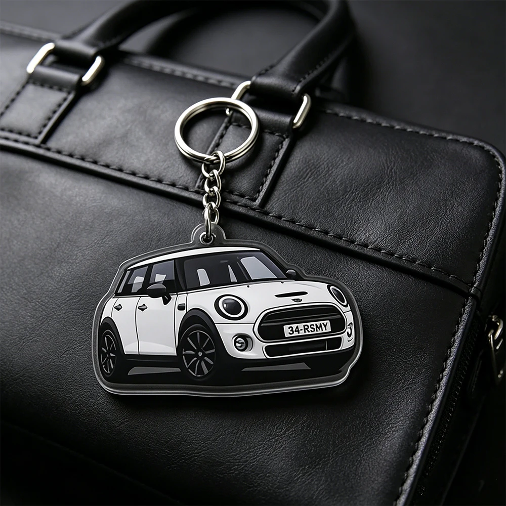 Personalized Flat Custom Car Keychain Acrylic Racing Theme Insert Custom Photo Durable Metal Valentine's Day Gifts For Boyfriend