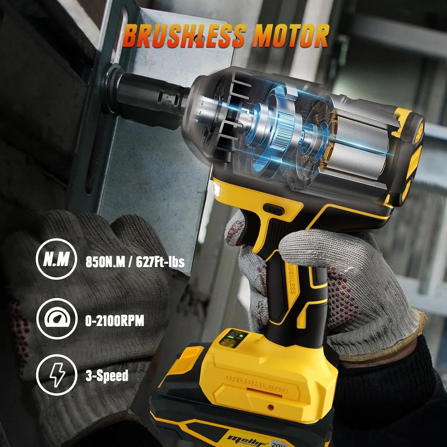 Imagem -04 - Pistola de Impacto sem Fio de Alto Torque para Dewalt Ferramenta Elétrica sem Escova Bateria 20v Max sem Bateria £ 627 850