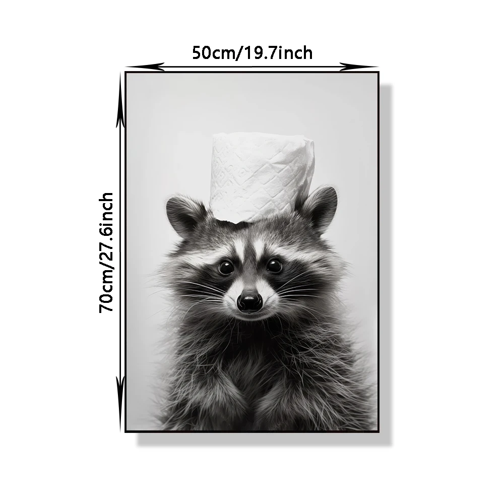 أبيض وأسود لطيف الحيوانات وورق التواليت ملصقات فنية، أسد الكلاب، الفيلة، لوحات قماشية لتزيين جدار الحمام