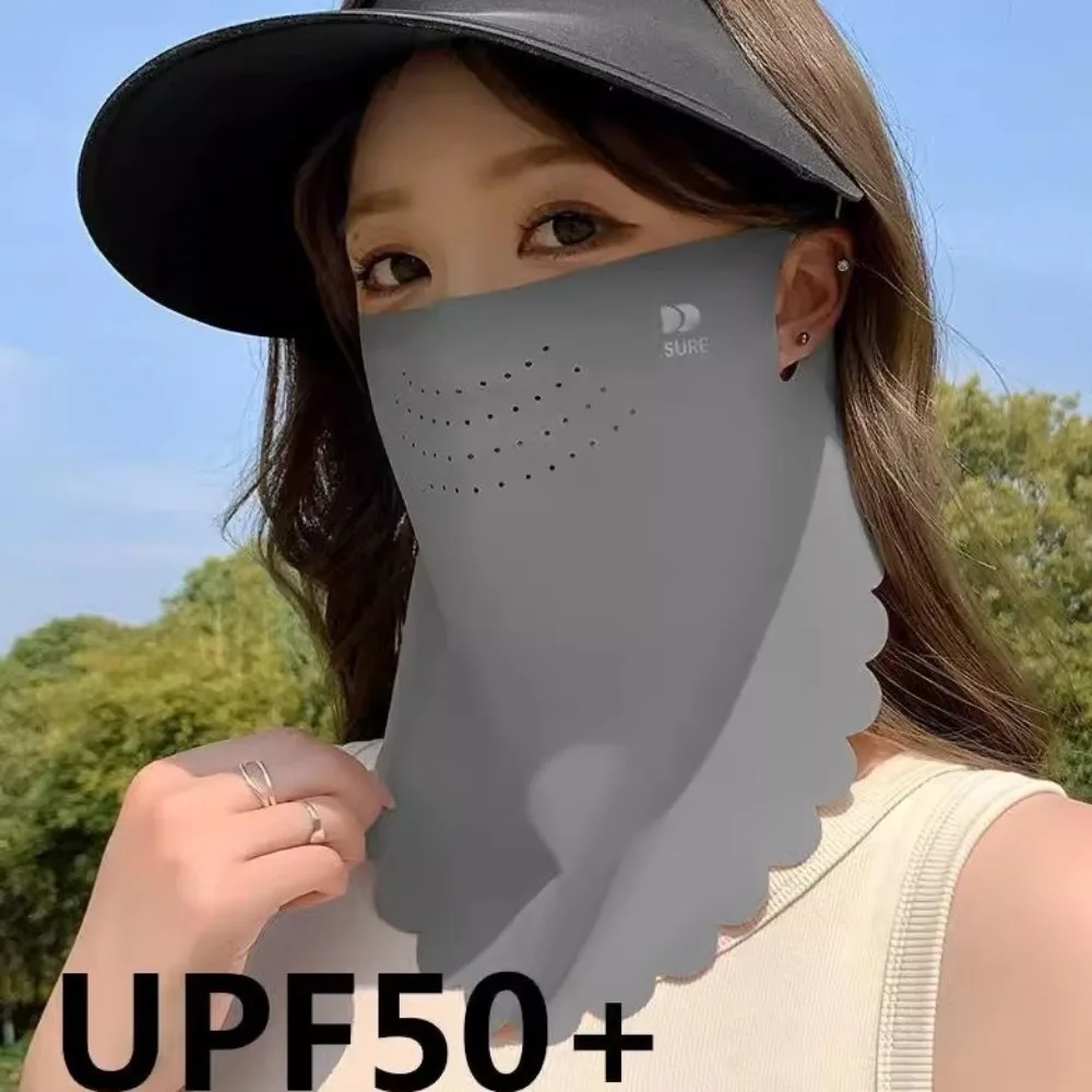 

Solid Color Sunscreen Mask Summer Face Scarves UV Protection Neck Wrap Cover Face Shield Face Cover Sunscreen Face Scarf Cycling