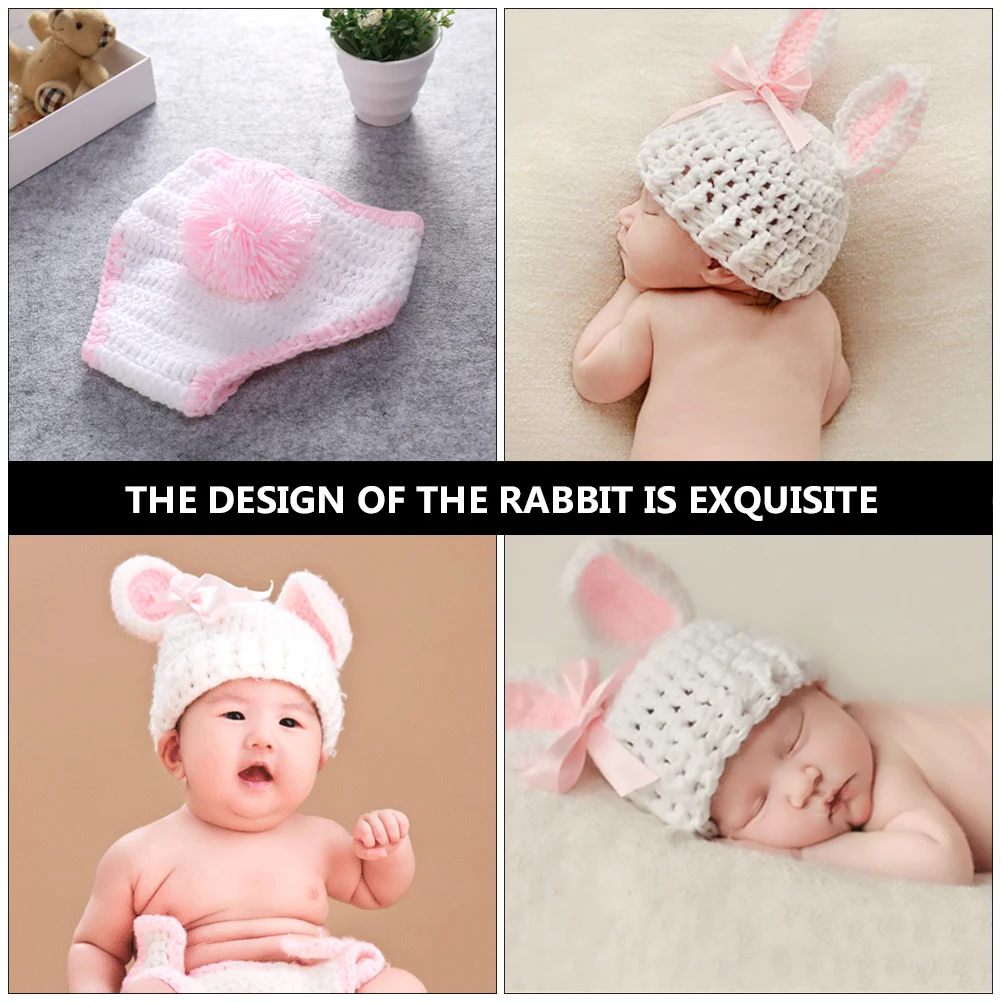 

Newborn Photo Costume Infant Crochet Easter Rabbit Photography Prop Outfit Durable Cotton Comfortable Soft Everyday Wear Baby