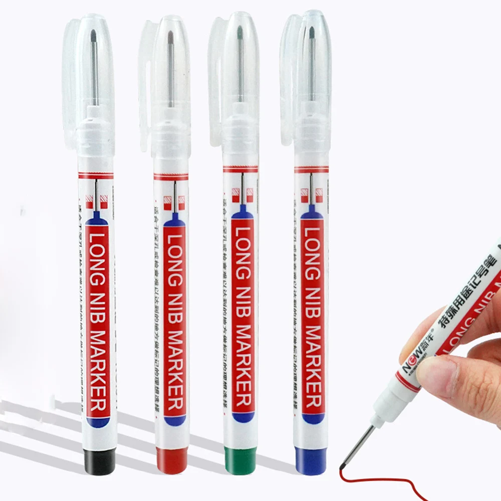 6 個 20 ミリメートル深穴ロングニブヘッドマーカー金属穿孔ペン用防水浴室木工装飾多目的