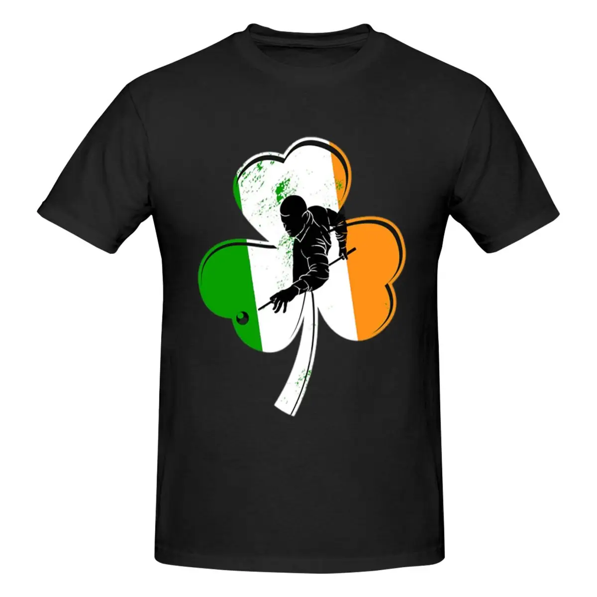 Billiards Player Shamrock Ireland Flag Men T-Shirt Classic Plus Size T Shirts Men's O-Neck Cotton Tees Short Summer Male