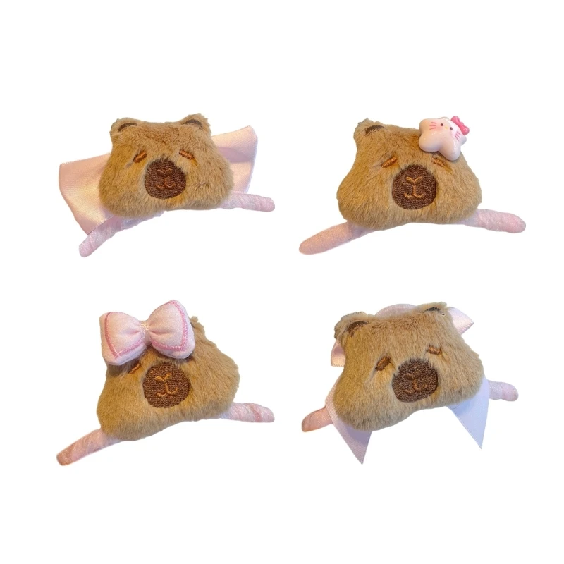 Bowknot Capybara Hair Claw Clip for Women Lovely Cartoon Hair Claw Hair Clamp Plush Hair Grab Girl Winter Hair Drop shipping