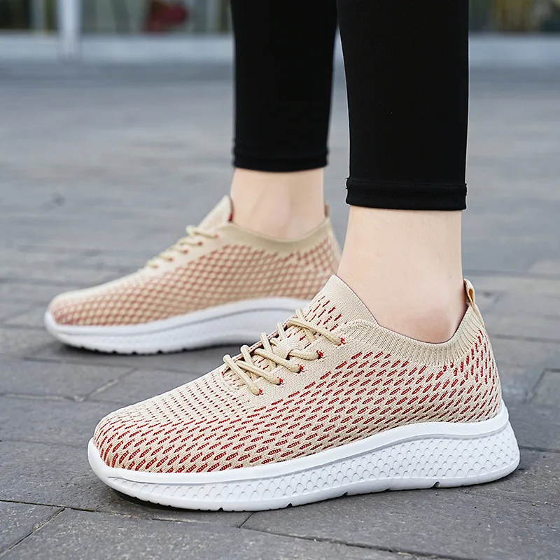 

2023 New Summer Korean Mesh Comfortable Women Shoes Breathable Hollow Sports Walking Sneakers Casual Flat Ladies Solid Shoes