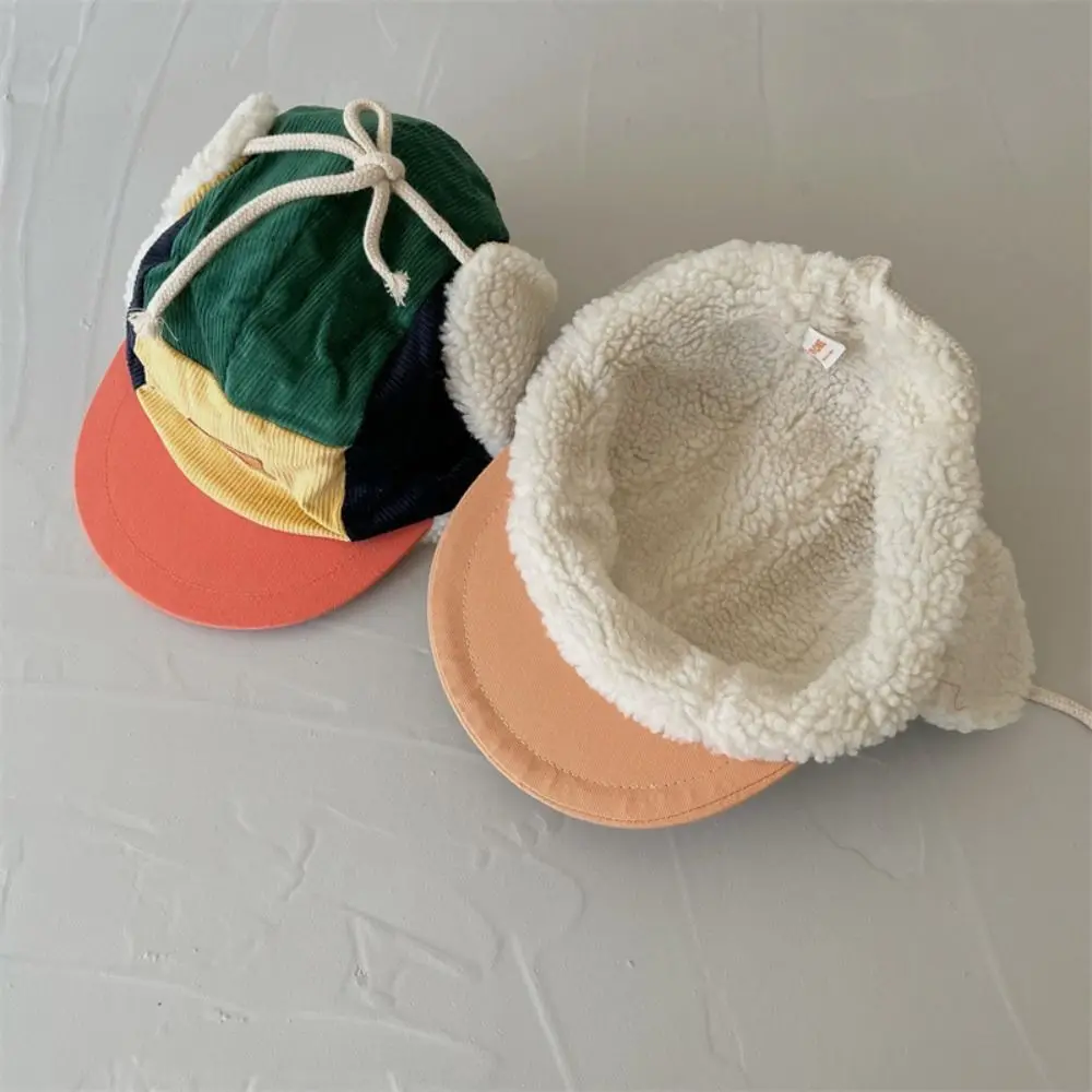 Outdoor Gear Patchwork Trapper Hat Corduroy Lining Warm Ski Hat Thermal Warm Winter Hat Cold Weather