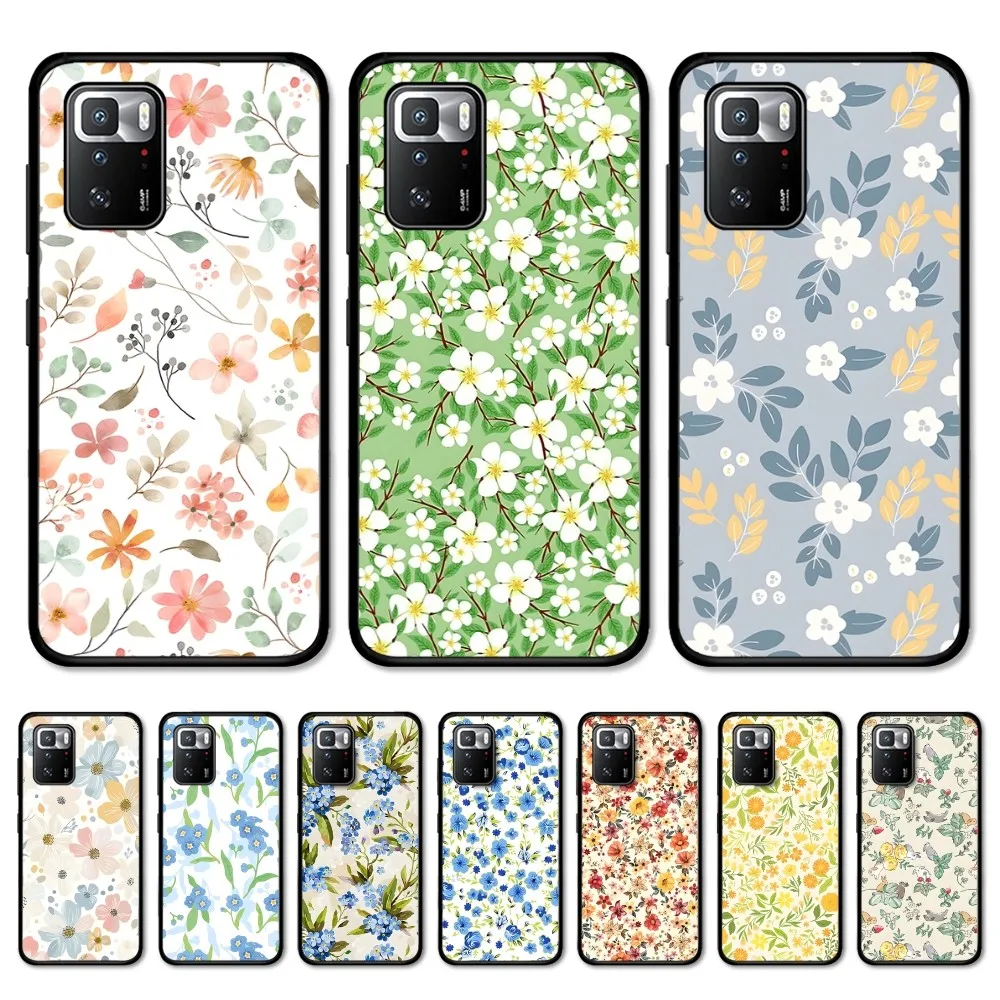 

INS Retro Cartoon Flower Watercolors Phone Case For Redmi Note 4 X 5 A 6 7 8 T 9 9S 10 11 11S 11Epro Poco M3 Pro