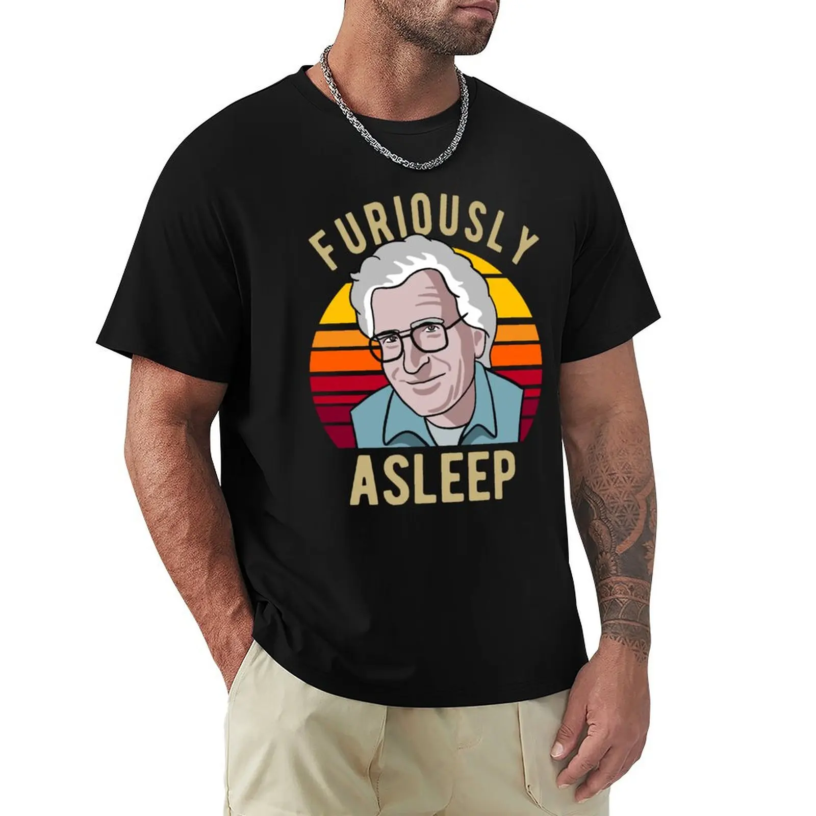 Noam Chomsky - Furiously Asleep - Funny Linguist Art T-Shirt Sporty Casual Quick Dry T-Shirt