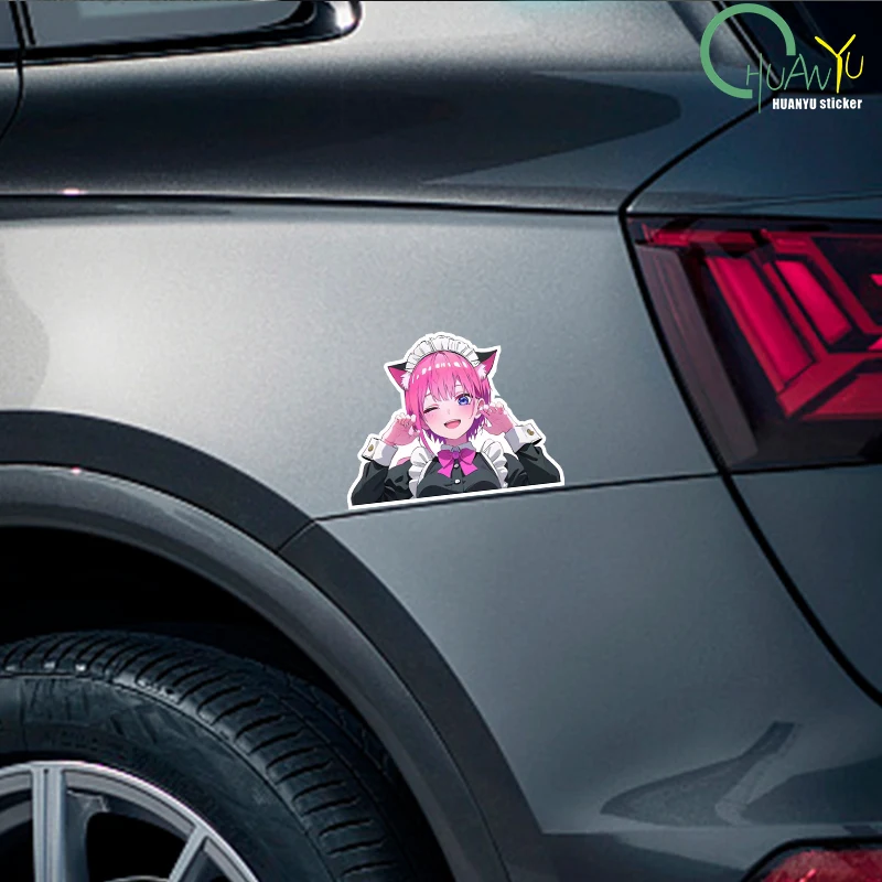 JDM Cute Maid Girl Anime Car Sticker Car Sticker Motorcycle Bumper Car Window Reflective Waterproof Sticker Car Sticker