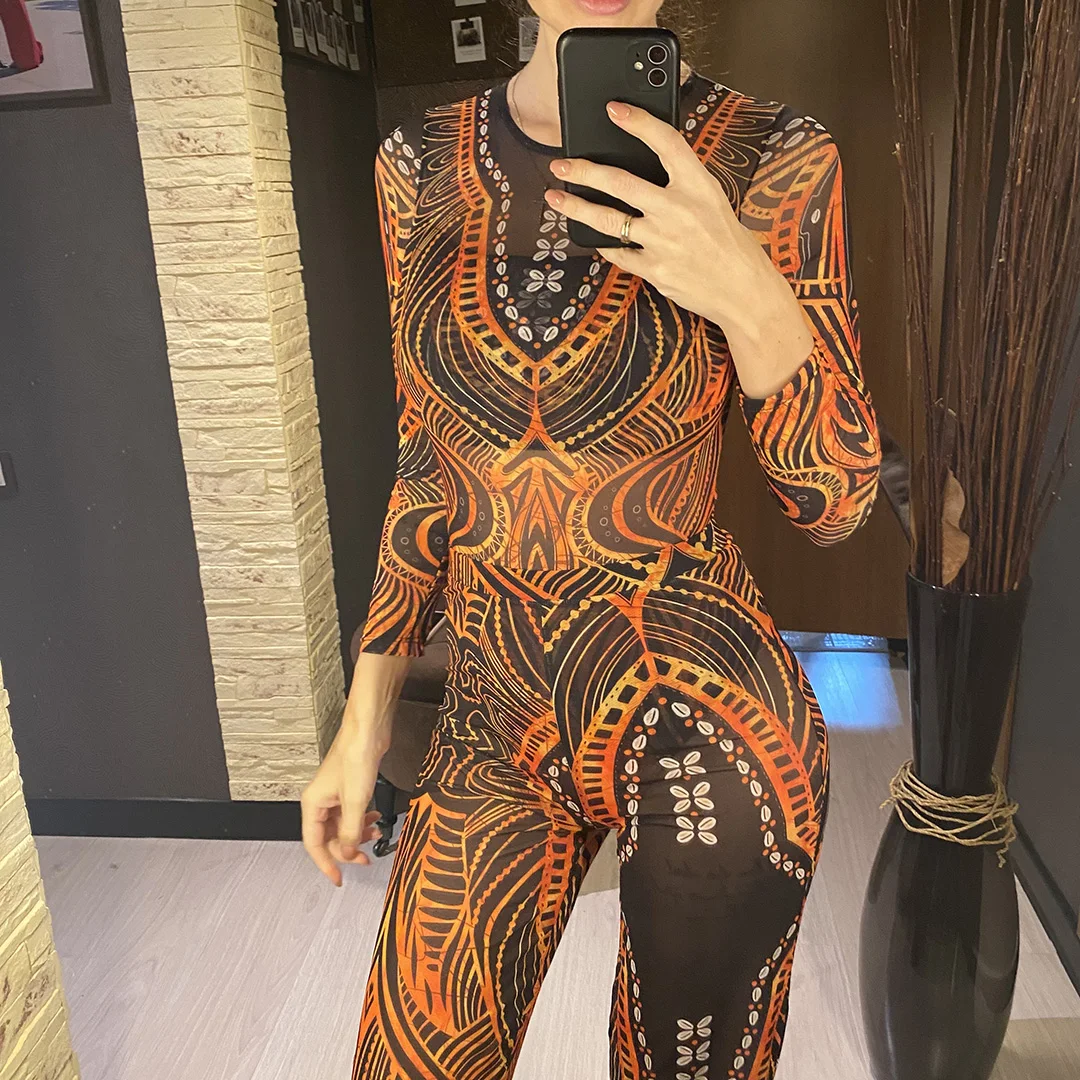 S - XXL 3-teiliges Set, neues, bedrucktes, langärmeliges Badeanzug-Set mit Hose, Sarong, Damen-Badebekleidung, einteiliger Badeanzug, Damen-Badeanzug, Badeanzug V7180 – Detail 3