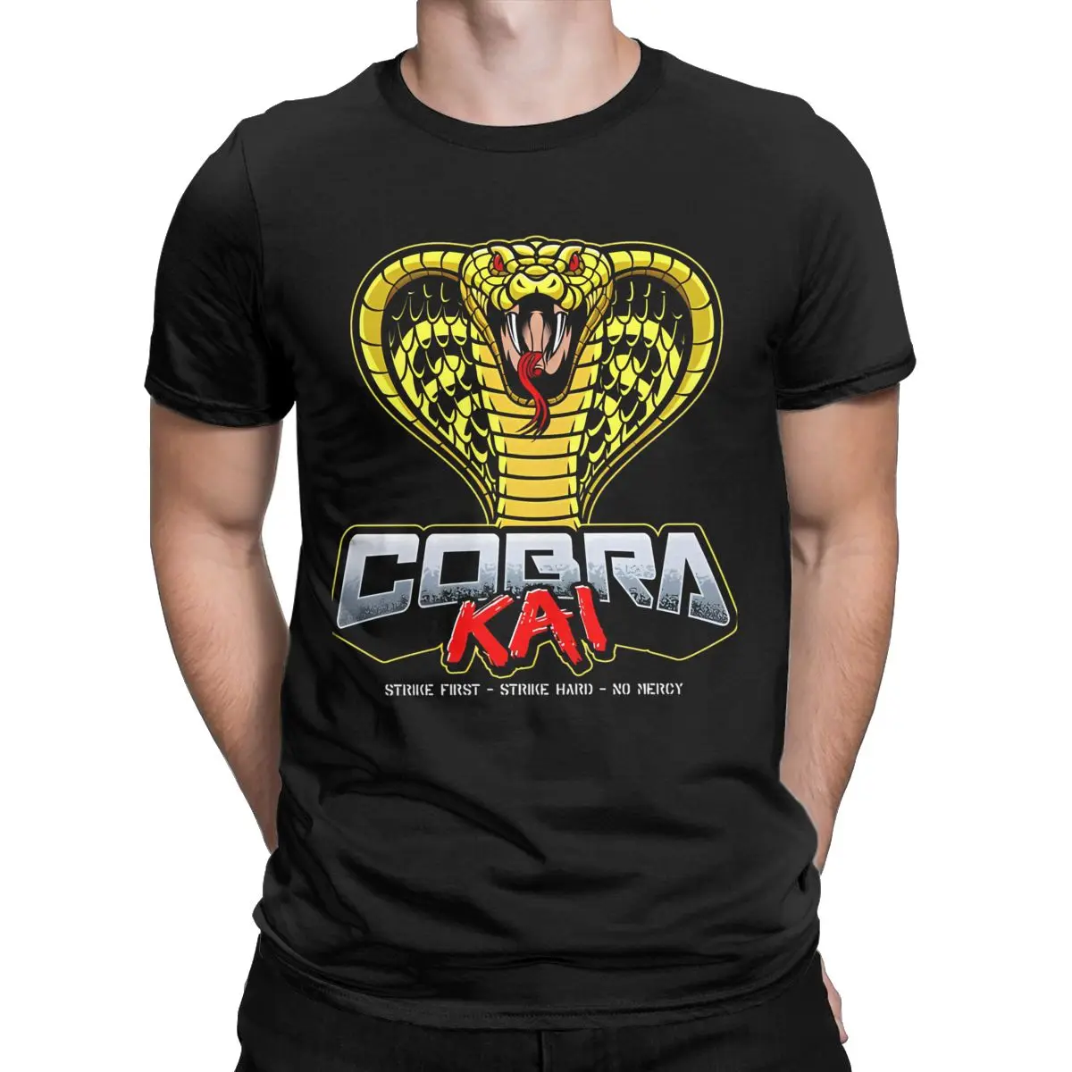 Cobra Kai Dojo T Shirt for Men Pure Cotton Funny T-Shirts Round Neck Karate Film Movie Tee Shirt Short Sleeve Tops Gift Idea