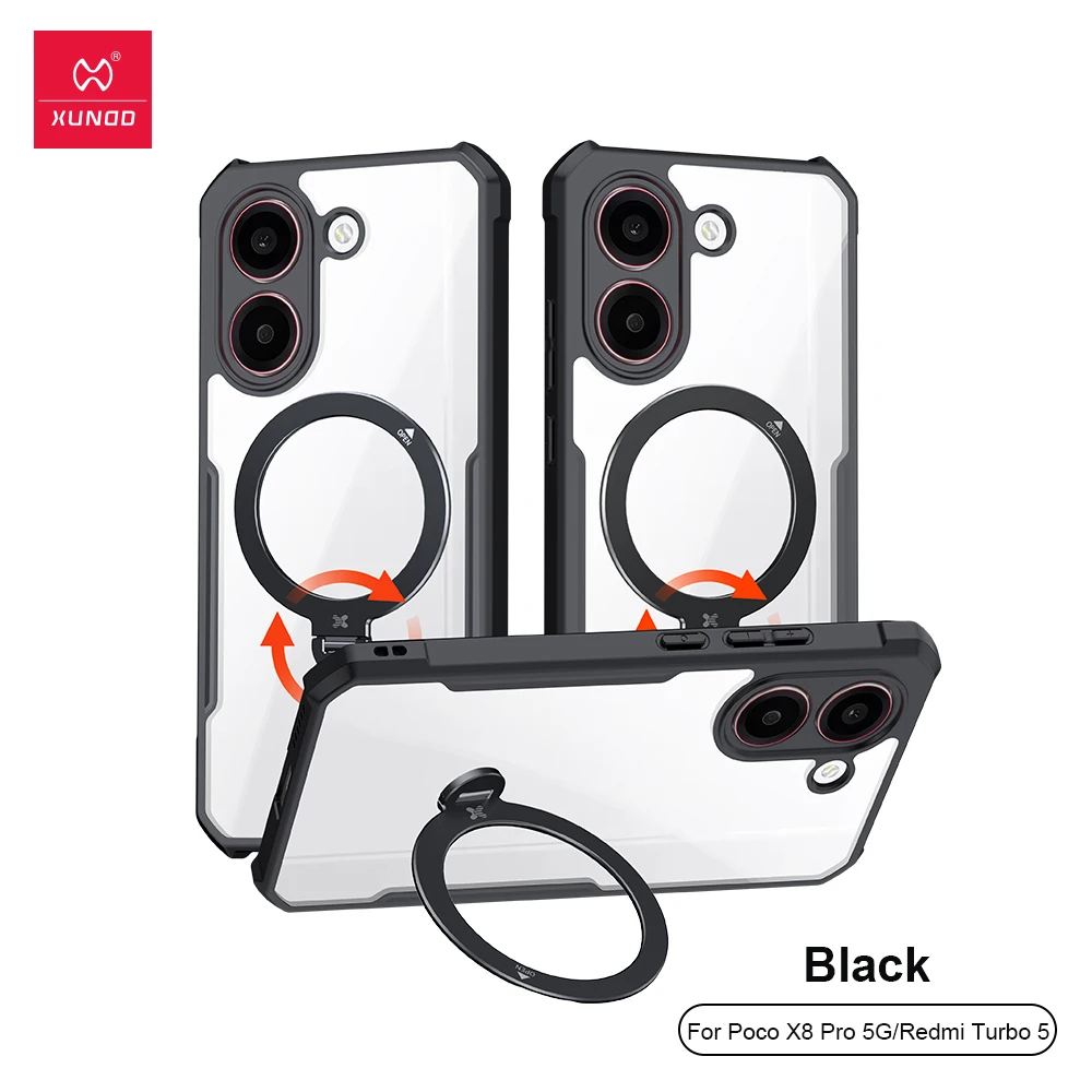 Etui XUNDD do serii POCO X8 dla Redmi Turbo 5, przezroczyste akrylowe etui TPU odporne na wstrząsy z narożnikami z poduszkami powietrznymi i ochroną obiektywu aparatu. — zdjęcie produktu 4