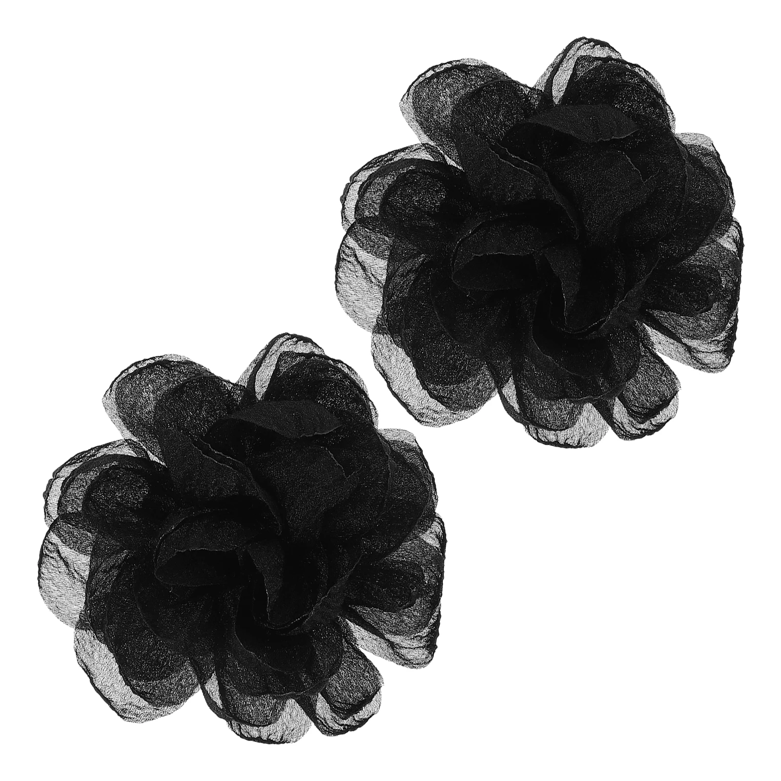 

2Pcs Shoe Flower Accessories Black Cloth Detachable Decorations High Heels Wedding Party Clips Charms Sneakers Lace Shoe