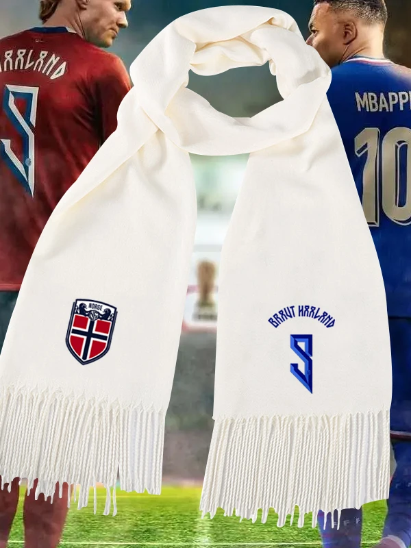 2026年ワールドカップチームユニフォーム-ハロルド・エルダル-ロングタッセルスカーフ-サッカーファン-秋冬用-暖かい長方形ショール-ユース向け