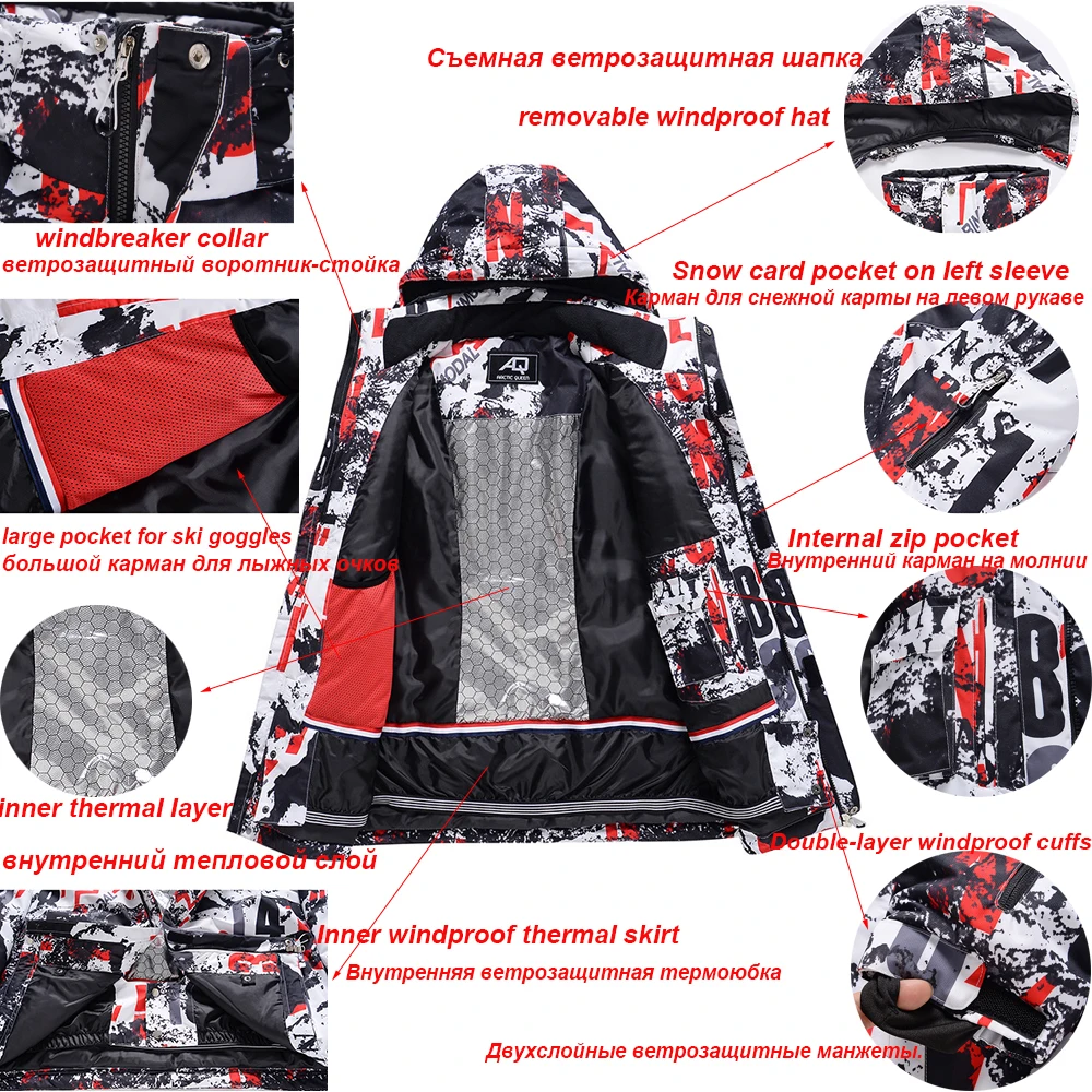 Men Ski Suit Snowboard Jacket And Pants Set Outdoor Warm Waterproof Windproof Breathable Male Snow Suit SK070