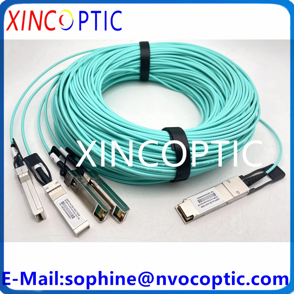 

40G QSFP to 4xSFP+ AOC Cable,40Gbps to 4*SFP Aqua OM3 100M Active Optical QSFP-4X10G-AOC100M Cable Compatible For Cisco Mikrotik