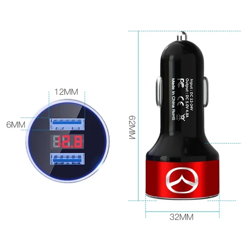 Cargador de coche USB de doble puerto de 200W, adaptador de cargador de teléfono para coche con pantalla Digital de carga rápida para Mazda 2 6 CX8 CX90 CX3 CX5 CX60 CX7