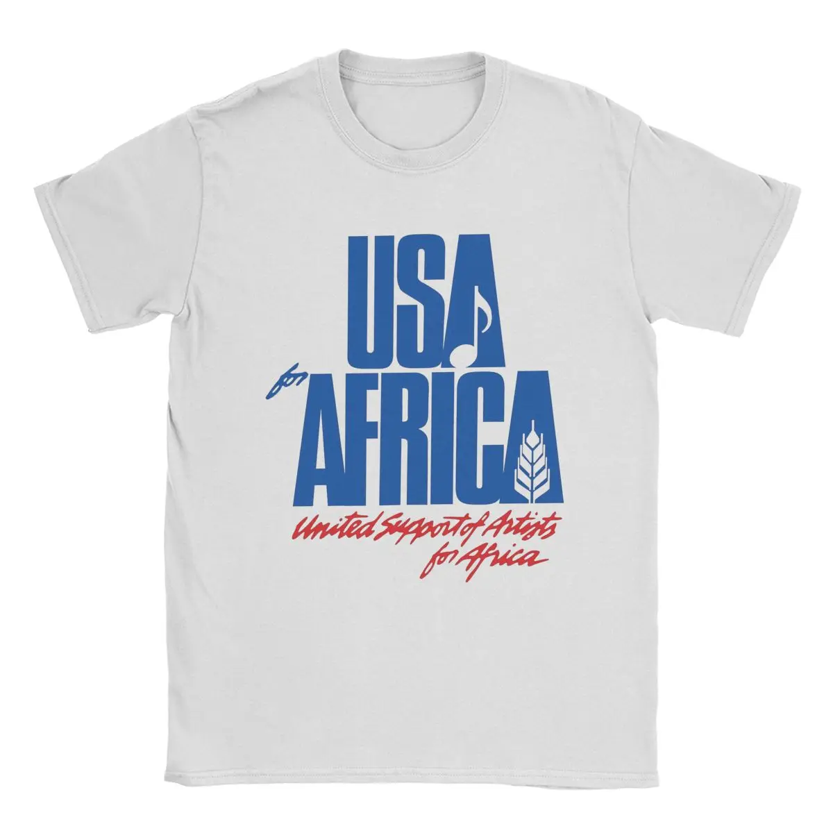 

Men T-Shirt We Are The World Anniversary USA For Africa United Artists 100% Cotton Tees Short Sleeve T Shirts Tops Printed