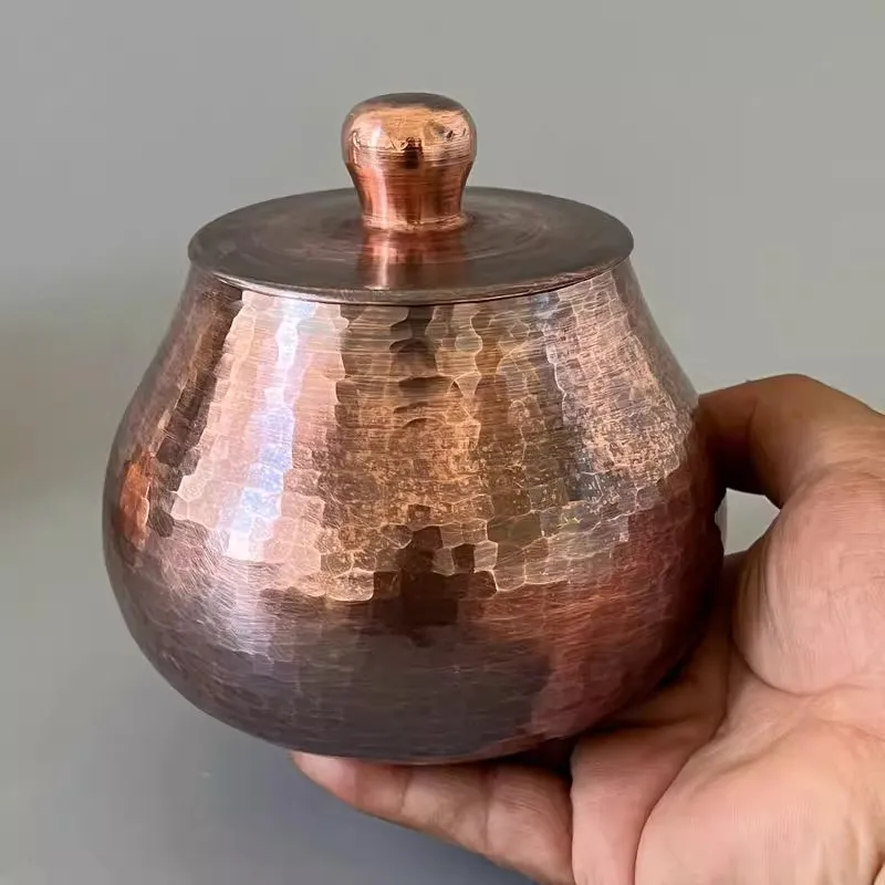 

Pure Copper Tea Customized Storage Can One Piece Thick Handmade Pot Lid