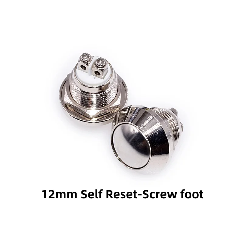 1PCS 8mm/12mm Waterproof Metal Reset Switch Self-lock Button Doorbell Access Control Car Modification Silver Contact Connector - Image 5