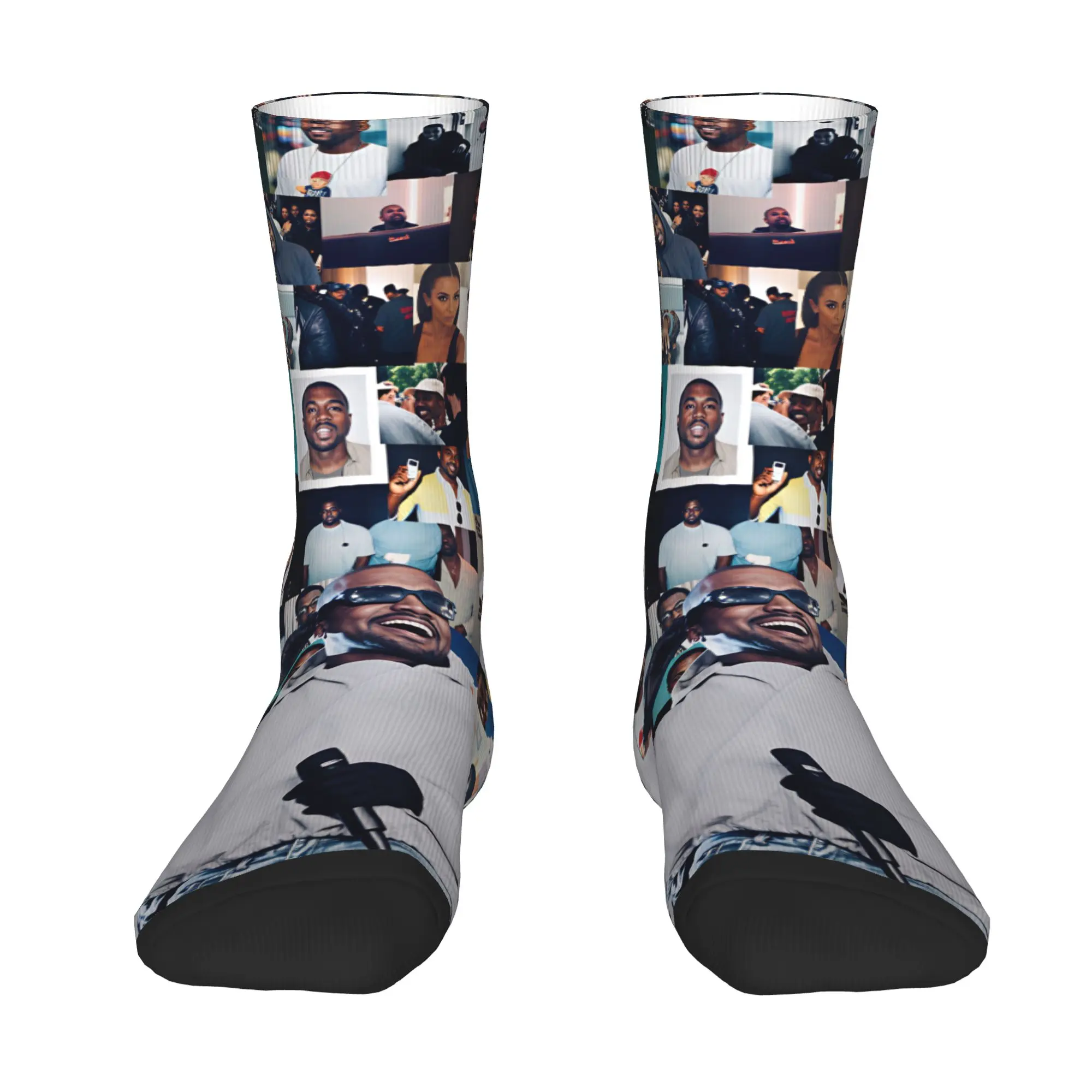 Cool Print K-Kanye W-West Socks for Men Women Stretchy Summer Autumn Winter Rapper Singer Crew Socks