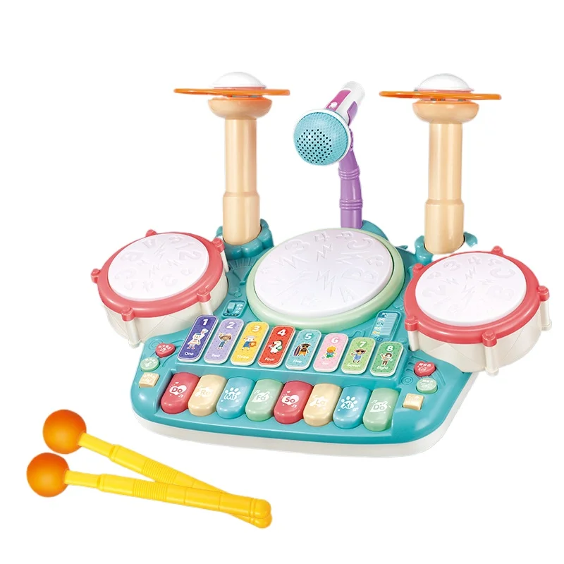 Children Musical Instruments Toys Jazz Drum Set Percussion Music with Microphone Kids Electronic Keyboard Puzzle Educational Toy