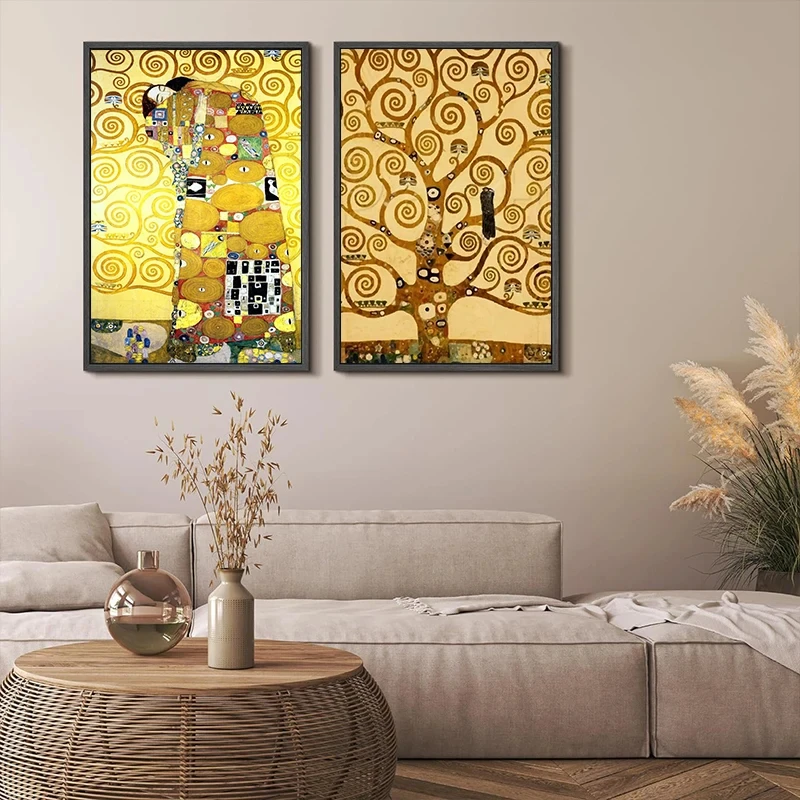 Classic Gustav Klimt Posters Abstract Figure Artwork Kiss Tree of Life Canvas Paintings and Prints Wall Pictures Room Home Decor