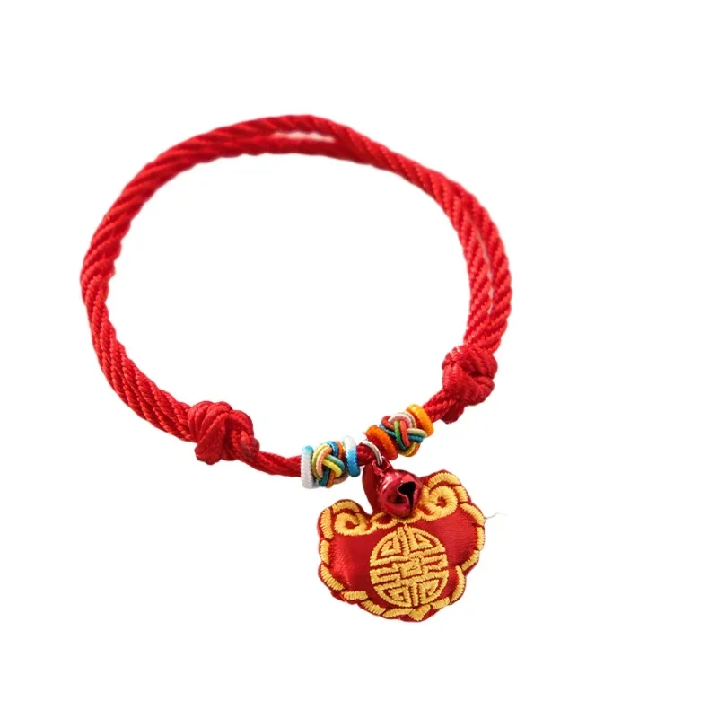 

*Pet New Year's Collar Dog Cat Neck Ring Handwoven Bell Red Rope Collar Jewelry