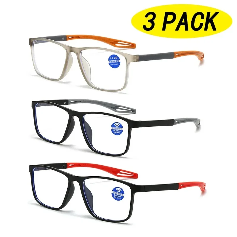 3 Paar Sportlesebrillen mit wählbarem Grad, Bereich 1,0 bis 4,0, geeignet für Profis und Sportbegeisterte