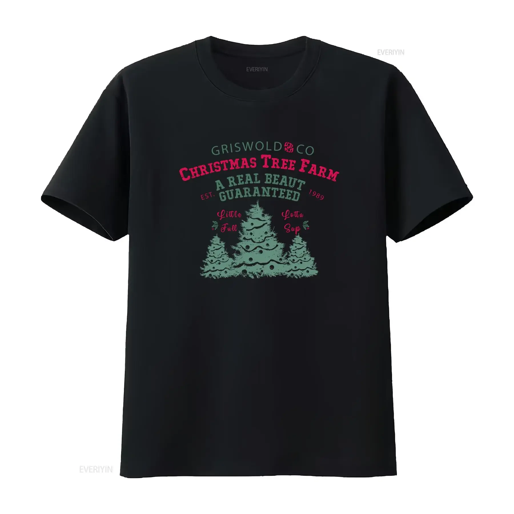Griswold Co Christmas Tree Farm T Shirt A Real Beaut Guaranteed 1989 Little Full Lotta Sap Festive Xmas Design vintage Washed