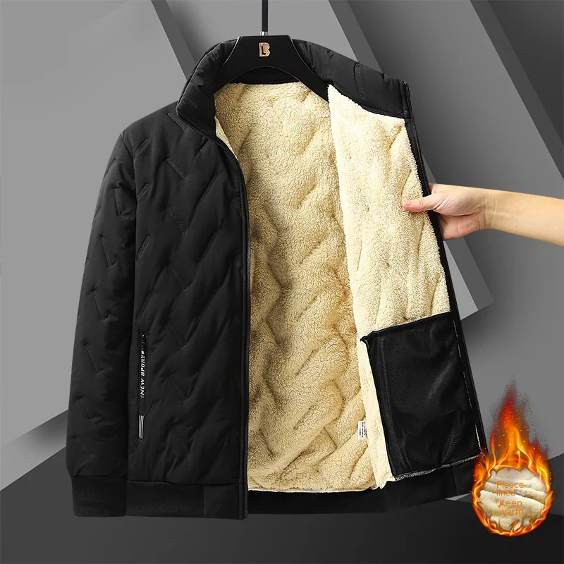 

Winter Stand-up Collar Ultrasonic Lamb Wool Padded Jacket Men's Large Size Padded Jacket Loose Warm and Padded Padded Jacket