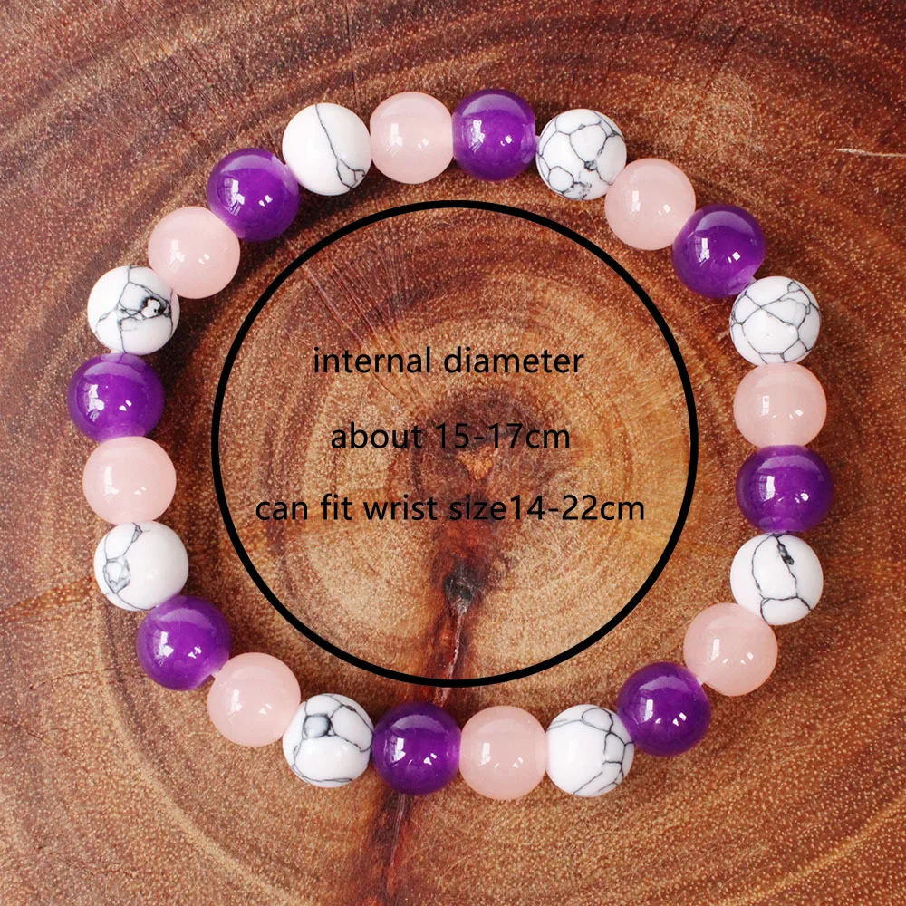 Sleep Healing Natural Stone Bracelet for Women Purple Pink White Beaded Strand Friend Mom Gift Original Jewelry Luxury