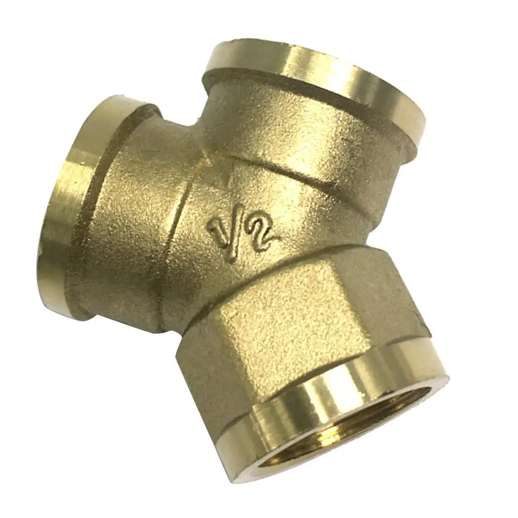 1/2 inch Brass Hose Fitting Tee, Elbow Adapter Connector for Angle Valve Hose, Bath Shower Arm, Toilet Bidet Sprayer Faucet